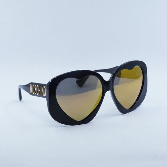 Moschino MOS152/S 0807 CU Sunglasses Black Geometric Frame, Yellow Lenses - Picture 9 of 10